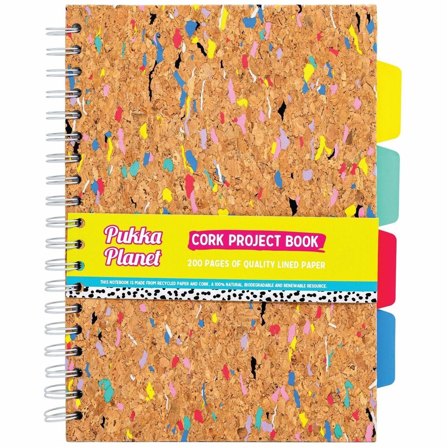 Pukka Pads B5 Cork Project Book - 200 Pages - Printed - Wire Bound - Ruled Front Ruling - 0.31" Ruled - 80 g/m² Grammage - B5 - 6 59/64" x 9 27/32" Sheet Size - 10.12" Height x 7.1" Width - Silver Binding - Cork Cover - Hard Cover, Repositionable ...