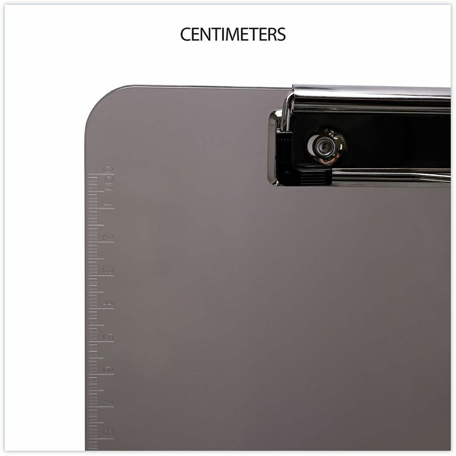 Universal Clipboard - 0.50" Clip Capacity - Storage for Paper - 8 1/2" x 11" Sheet Size - Plastic - Translucent Black - 1 Each