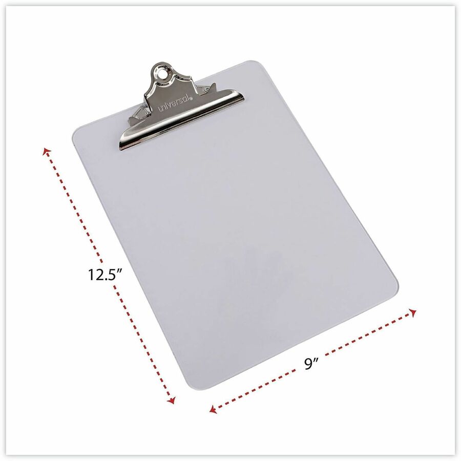 Universal Clipboard - 1.25" Clip Capacity - Storage for Document, Paper - 8 1/2" x 11" Sheet Size - Plastic - Clear - 1 Each