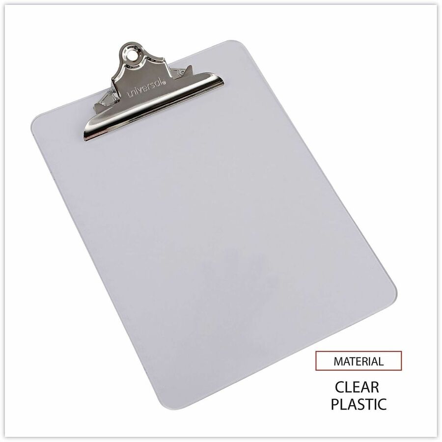 Universal Clipboard - 1.25" Clip Capacity - Storage for Document, Paper - 8 1/2" x 11" Sheet Size - Plastic - Clear - 1 Each