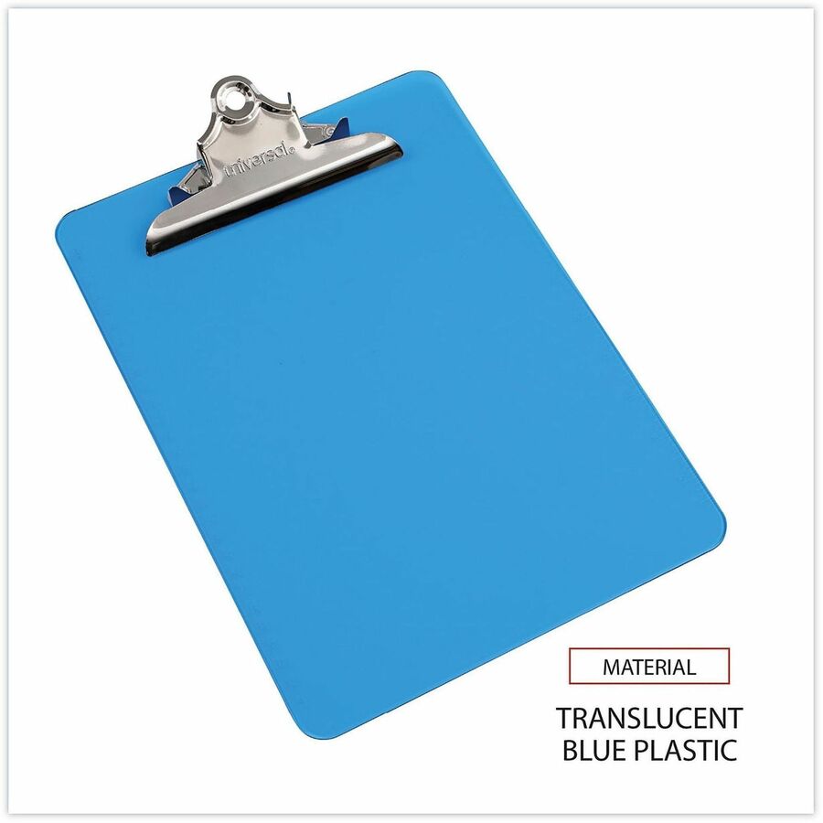 Universal Clipboard - 1.25" Clip Capacity - Storage for Document, Paper - 8 1/2" x 11" Sheet Size - Butterfly Clip - Plastic - Translucent Blue - 1 Each