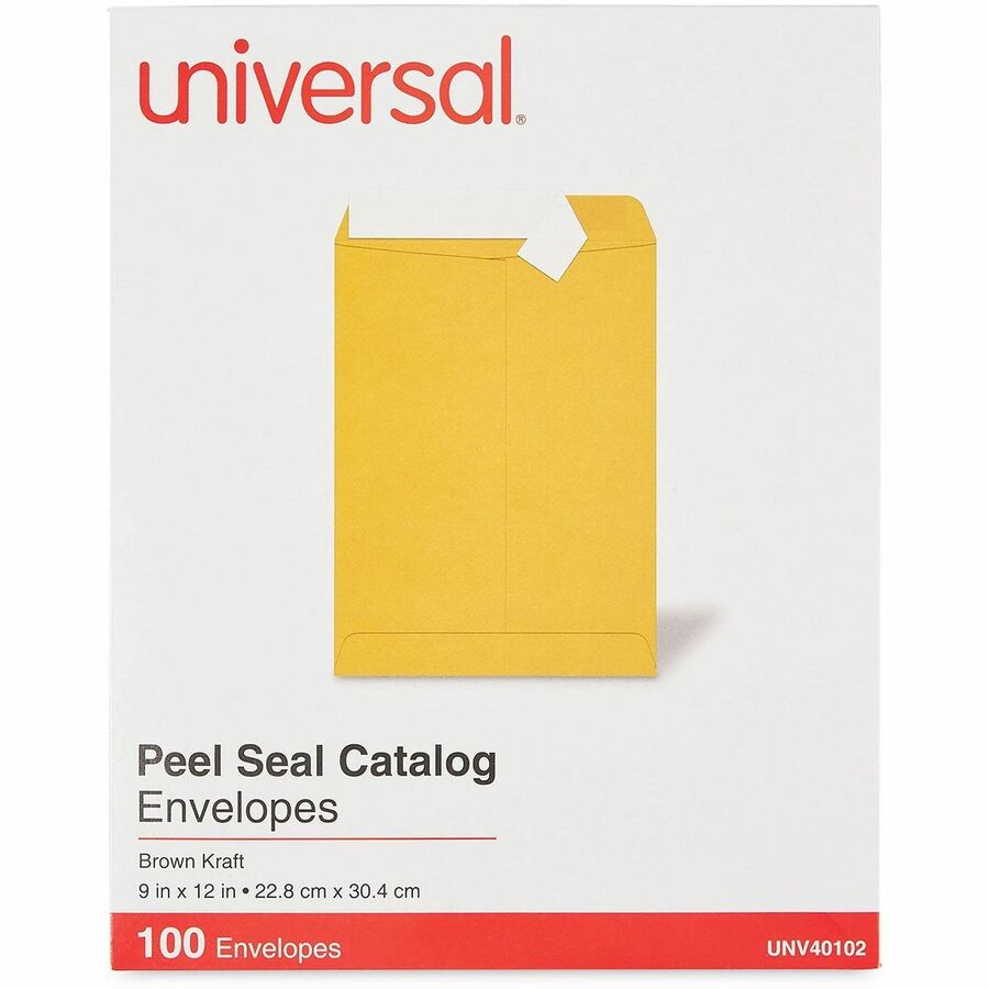 Universal Envelope - Catalog - #10 1/2 - 28 lb - Self Adhesive - Natural Kraft - Kraft Paper - 100 / Box