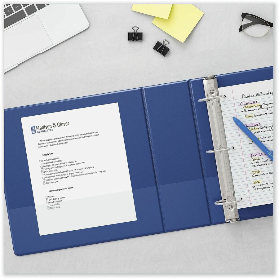 Universal Slant D-Ring View Binder, 3 Rings, 2" Capacity, 11 x 8.5, Navy Blue - 2" Binder Capacity - Letter - 8 1/2" x 11" Sheet Size - 480 Sheet Capacity - 3 Ring(s) - Fastener(s): Ring - Pocket(s): 2, Inside Front & Back - Polypropylene - Navy Blue -...