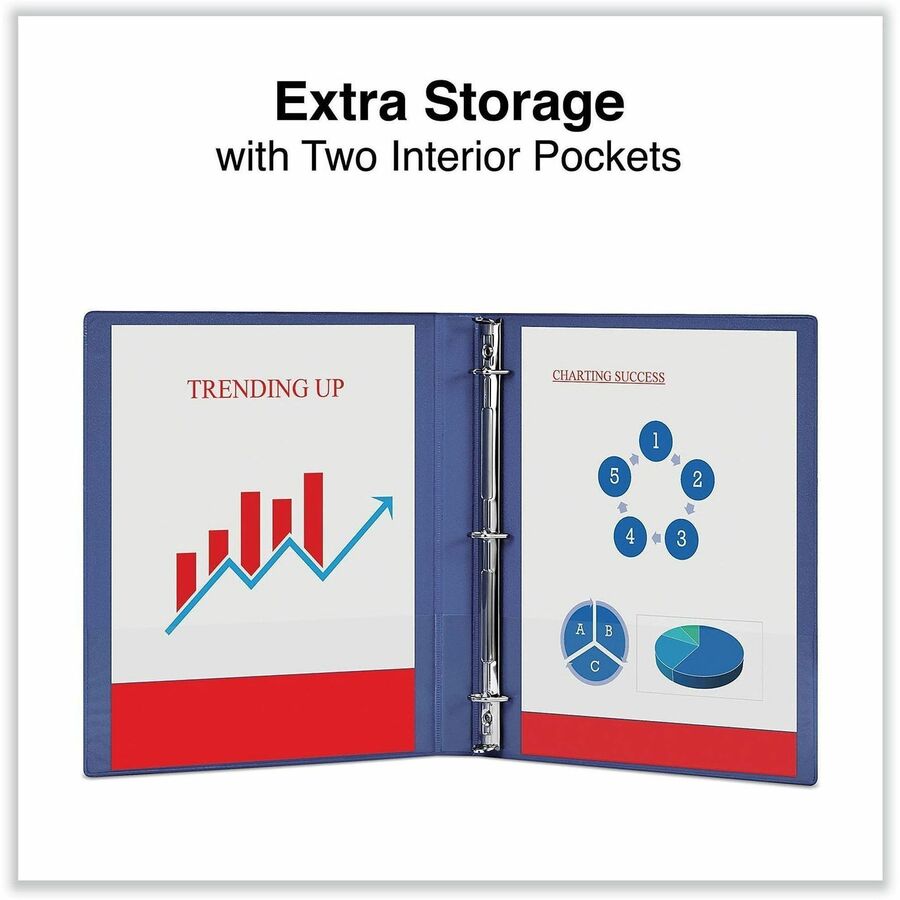 Universal Slant D-Ring View Binder, 3 Rings, 0.5" Capacity, 11 x 8.5, Navy Blue - 1/2" Binder Capacity - Letter - 8 1/2" x 11" Sheet Size - 120 Sheet Capacity - 3 Ring(s) - Fastener(s): Ring - Pocket(s): 2, Inside Front & Back - Polypropylene - Navy Bl...