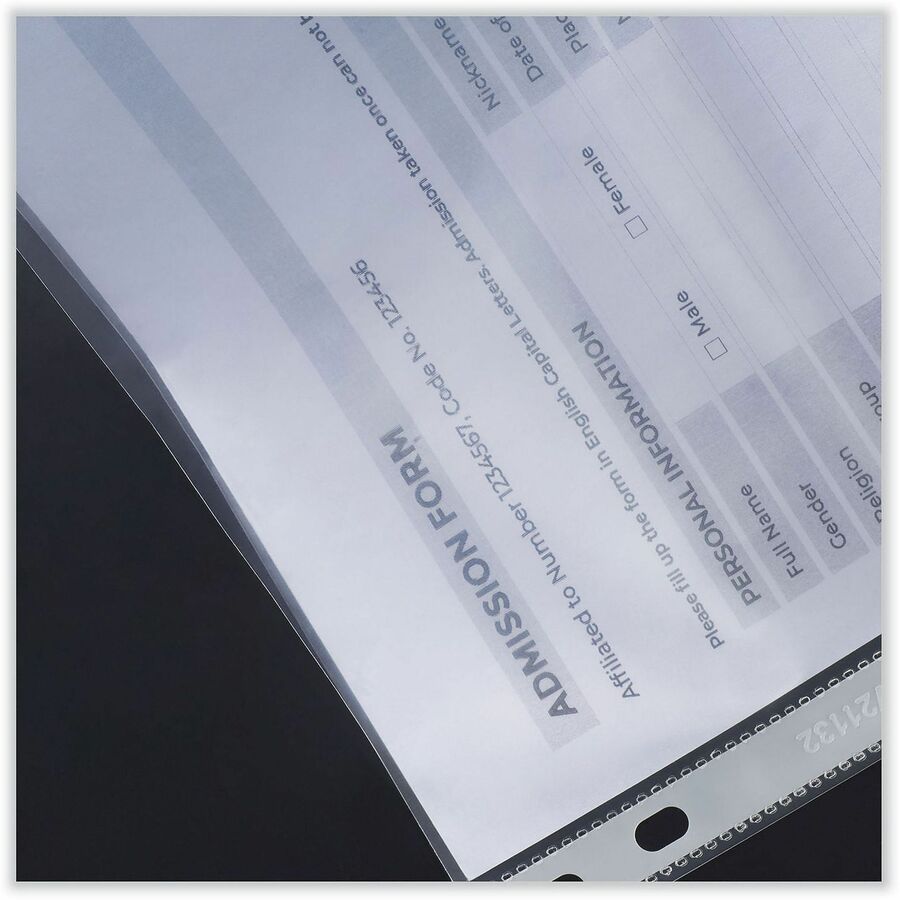 Universal Sheet Protector - Sheet Capacity - For Letter 8 1/2" x 11" Sheet - 3 x Holes - Top Loading - Clear - 100 / Pack