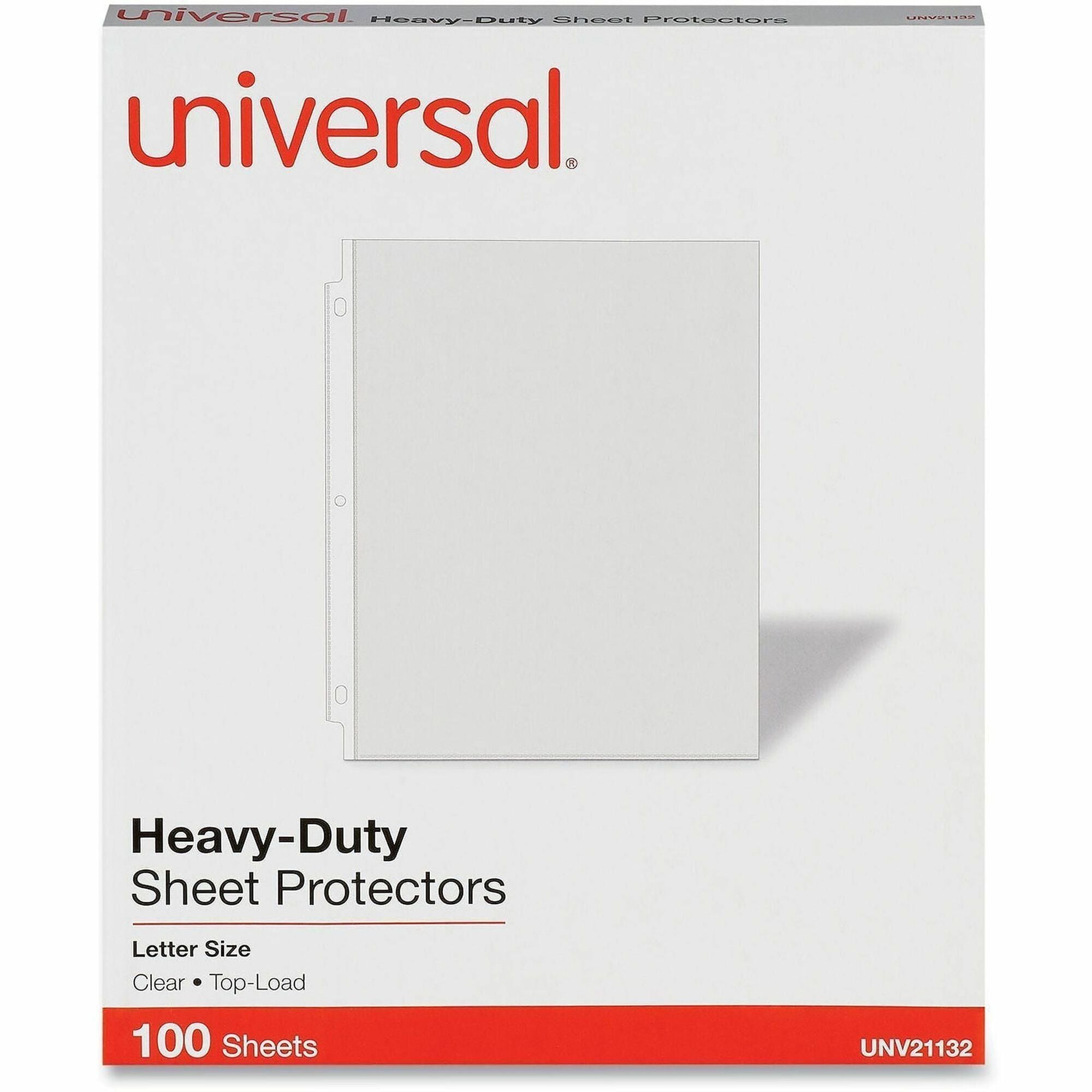 Universal Sheet Protector - Sheet Capacity - For Letter 8 1/2" x 11" Sheet - 3 x Holes - Top Loading - Clear - 100 / Pack