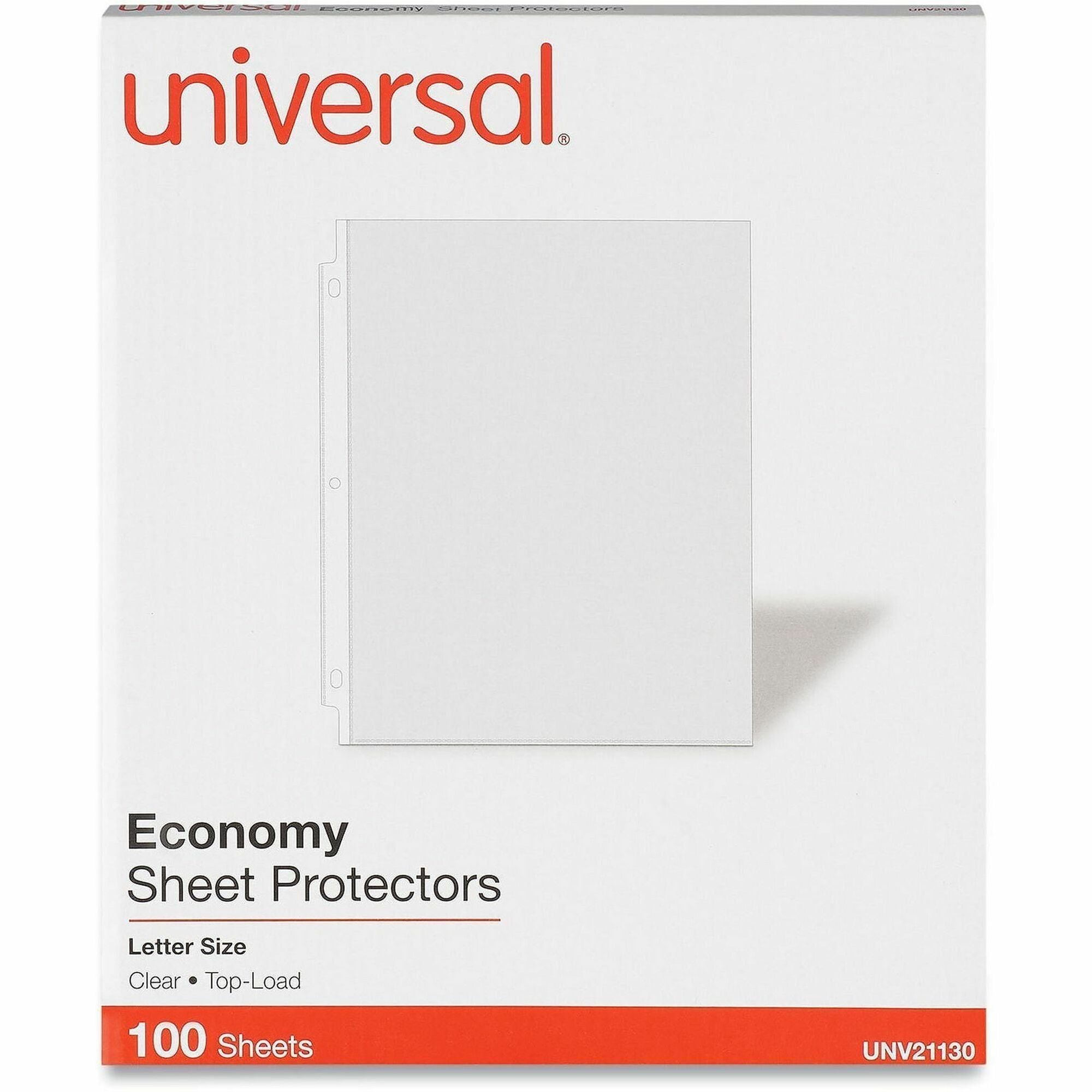 Universal Sheet Protector - 2 x Sheet Capacity - For Letter 8 1/2" x 11" Sheet - 3 x Holes - Ring Binder - Top Loading - Poly - 100 / Box