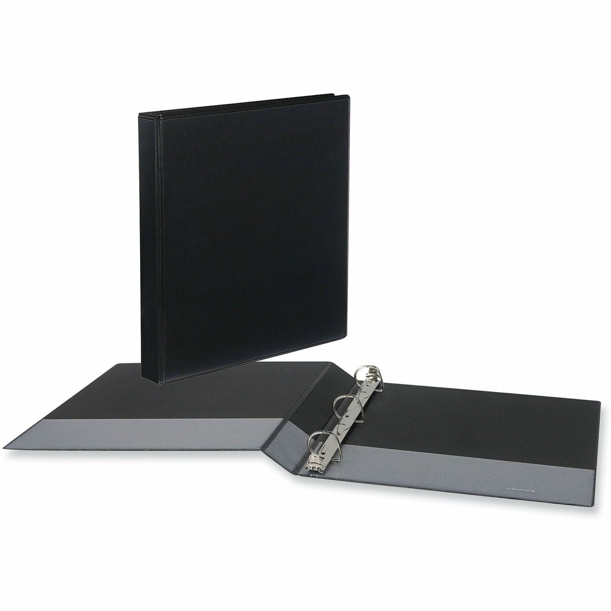 Universal Slant D-Ring View Binder, 3 Rings, 1" Capacity, 11 x 8.5, Black, 12/Carton - 1" Binder Capacity - Letter - 8 1/2" x 11" Sheet Size - 220 Sheet Capacity - 3 Ring(s) - Fastener(s): Ring - Pocket(s): 2, Inside Front & Back - Polypropylene - Blac...