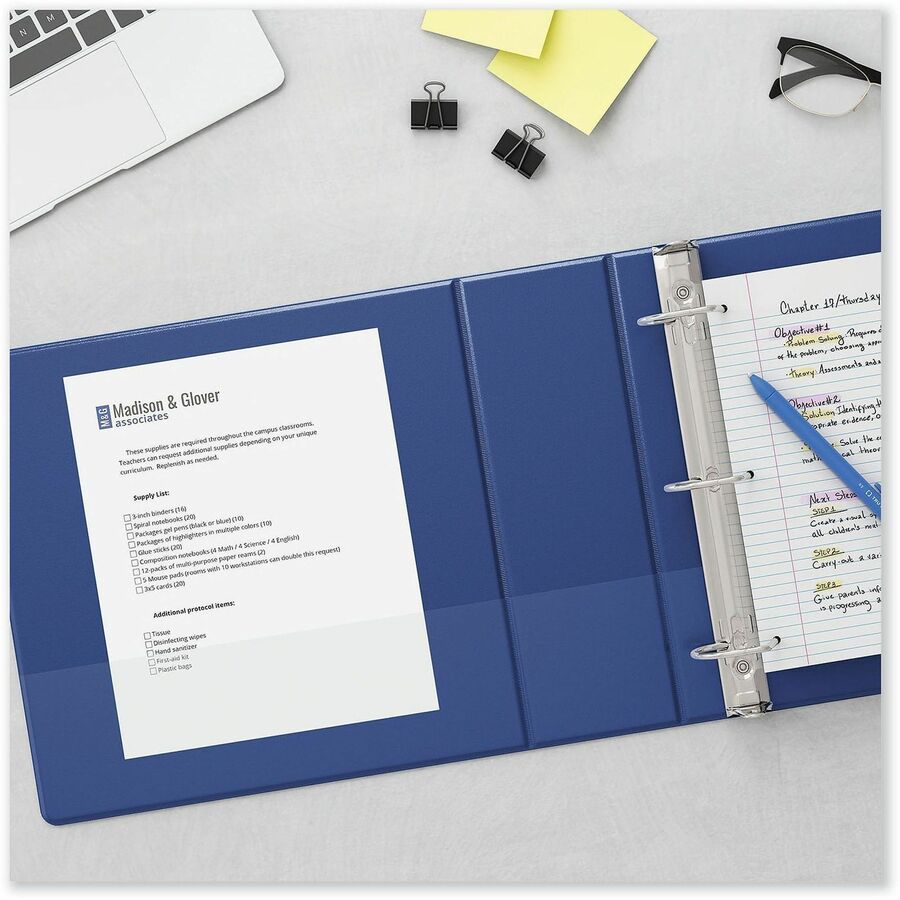 Universal Slant D-Ring View Binder, 3 Rings, 1" Capacity, 11 x 8.5, Navy Blue - 1" Binder Capacity - Letter - 8 1/2" x 11" Sheet Size - 220 Sheet Capacity - 3 Ring(s) - Fastener(s): Ring - Pocket(s): 2, Inside Front & Back - Polypropylene - Navy Blue -...