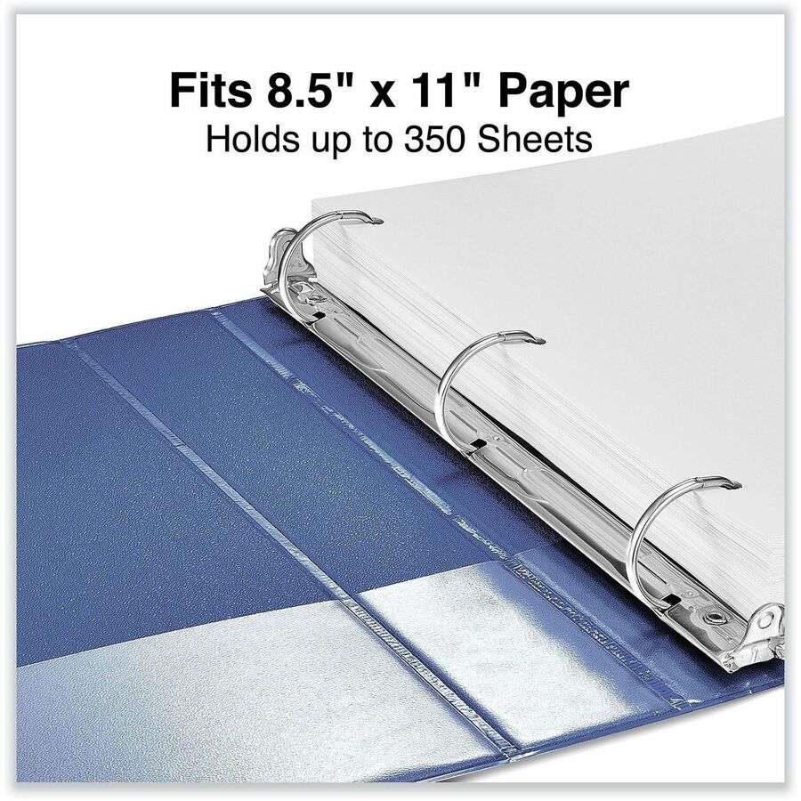 Universal Slant D-Ring View Binder, 3 Rings, 1.5" Capacity, 11 x 8.5, Navy Blue - 1 1/2" Binder Capacity - Letter - 8 1/2" x 11" Sheet Size - 350 Sheet Capacity - 3 Ring(s) - Fastener(s): Ring - Pocket(s): 2, Inside Front & Back - Polypropylene - Navy ...