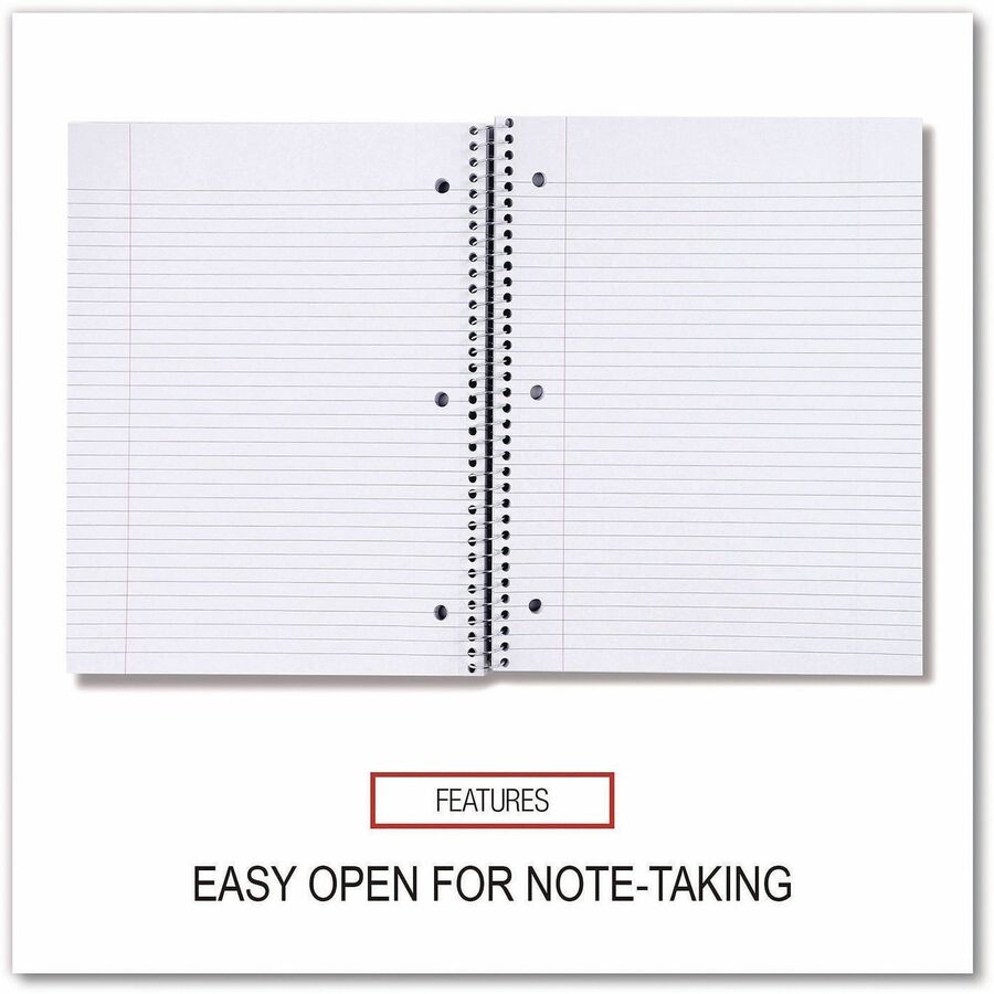 Universal Notebook - 1 Subject(s) - 100 Sheets - Spiral - College Ruled, Medium Ruled Front Ruling - Letter - 11" x 8 1/2" Sheet Size - Black Paperboard Cover