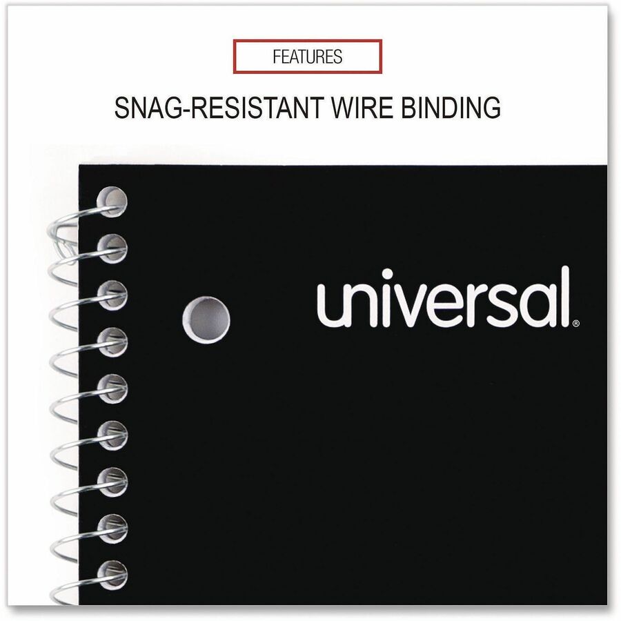 Universal Notebook - 1 Subject(s) - 100 Sheets - Spiral - College Ruled, Medium Ruled Front Ruling - Letter - 11" x 8 1/2" Sheet Size - Black Paperboard Cover