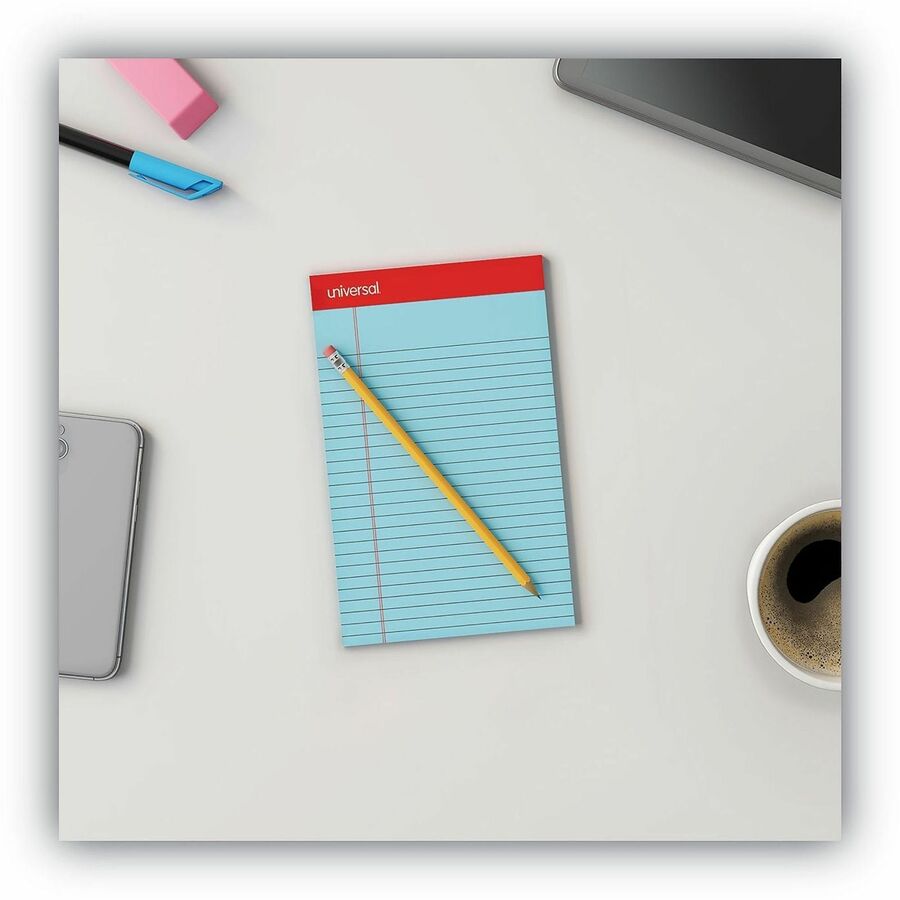 Universal Notepad - 1 Subject(s) - Tape Bound - Narrow Ruled Margin - 5" x 8" Sheet Size x 8" Length - Assorted Pastel Paper - Paperboard Cover - 6 / Pack