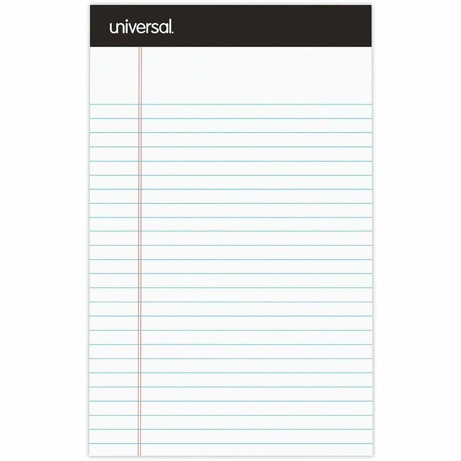 Universal Notepad - 1 Subject(s) - Tape Bound - Narrow Ruled Margin - 5" x 8" Sheet Size x 8" Length - White Paper - Chipboard Cover - 12 / Pack