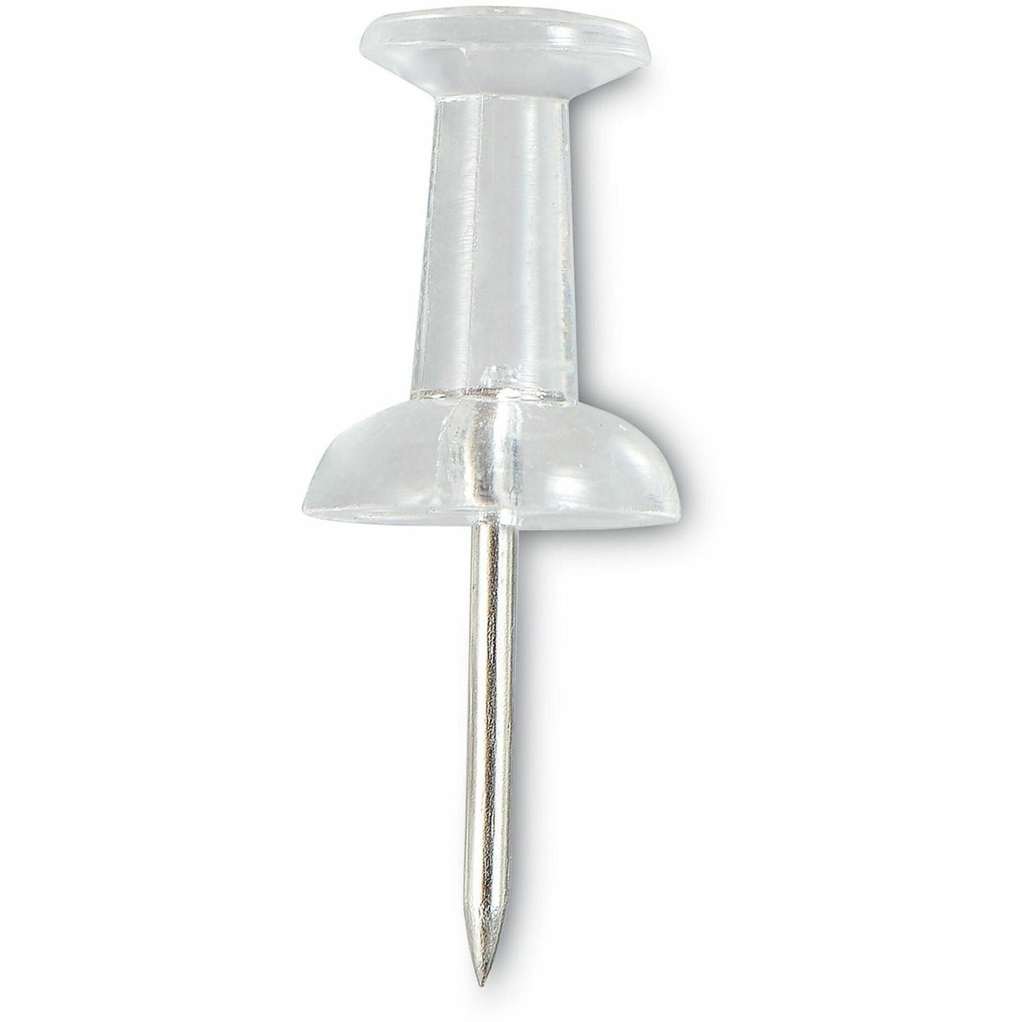 Universal Clear Push Pins, Plastic, Clear, 0.38" , 400/Pack - 0.38" Shank - 0.25" Head - Clear - Plastic, Steel - 400 / Pack