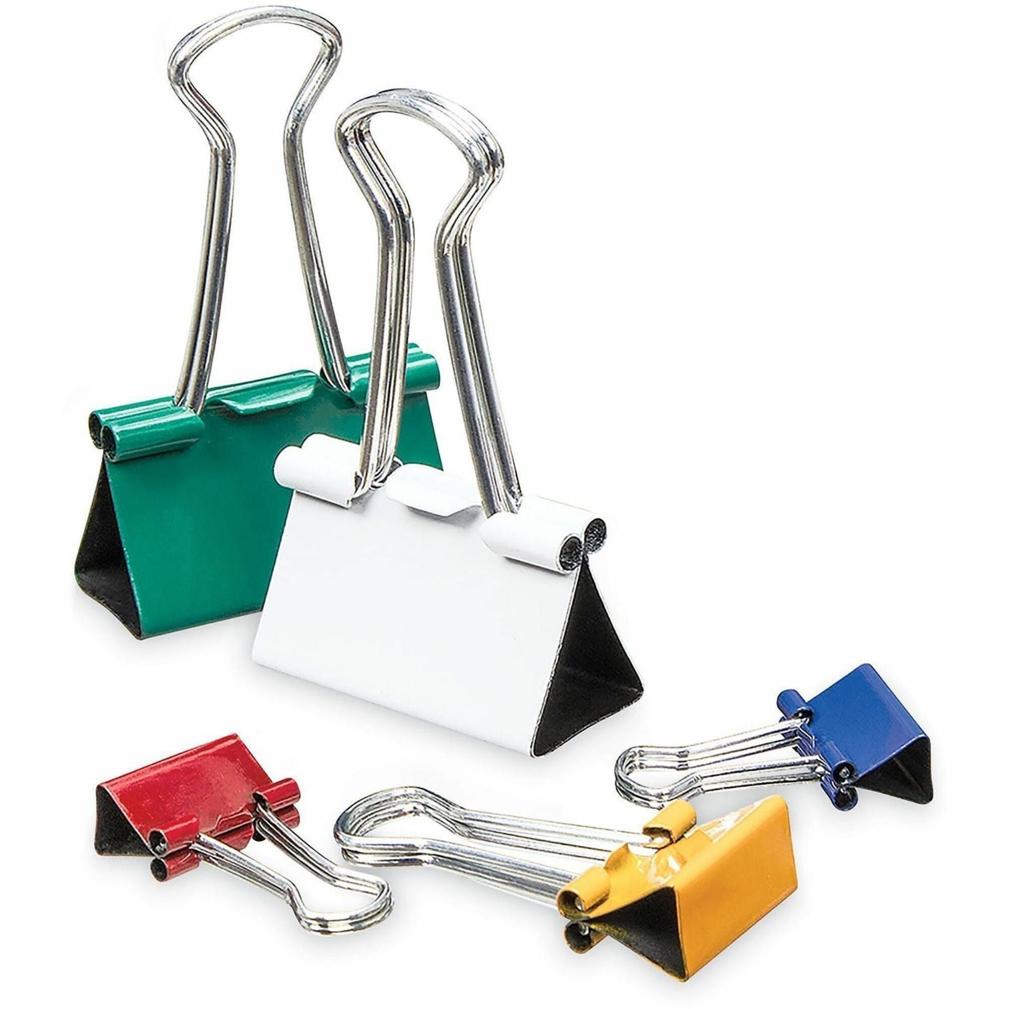 Universal Binder Clip - Assorted Sizes - 0.25" , 0.38" , 0.63" Size Capacity - Assorted, Blue, Green, Red, Gold, White - Metal, Steel Wire - 30 / Pack