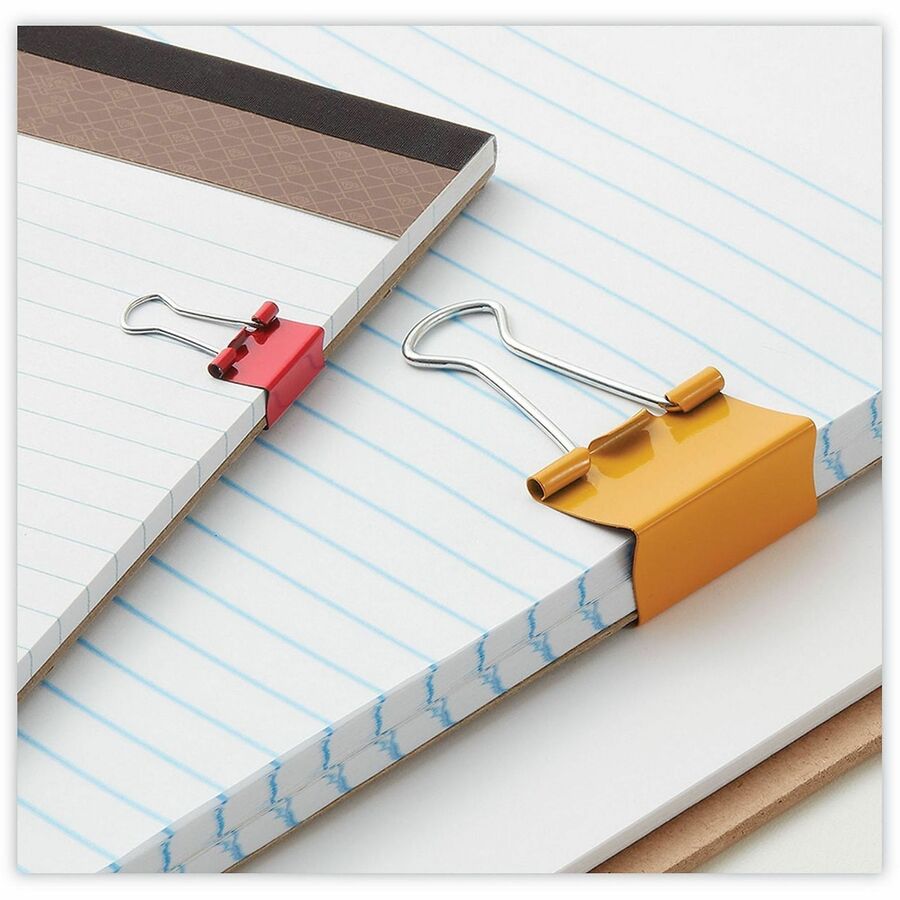 Universal Binder Clip - Assorted Sizes - 0.25" , 0.38" , 0.63" Size Capacity - Assorted, Blue, Green, Red, Gold, White - Metal, Steel Wire - 30 / Pack