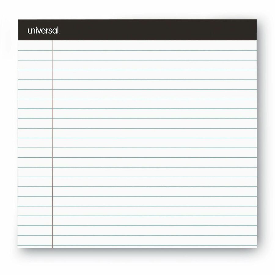 Universal Notepad - 1 Subject(s) - Glued - Legal Ruled Margin - 8 1/2" x 11" Sheet Size x 11.8" Length - White Paper - Chipboard Cover - 12 / Pack
