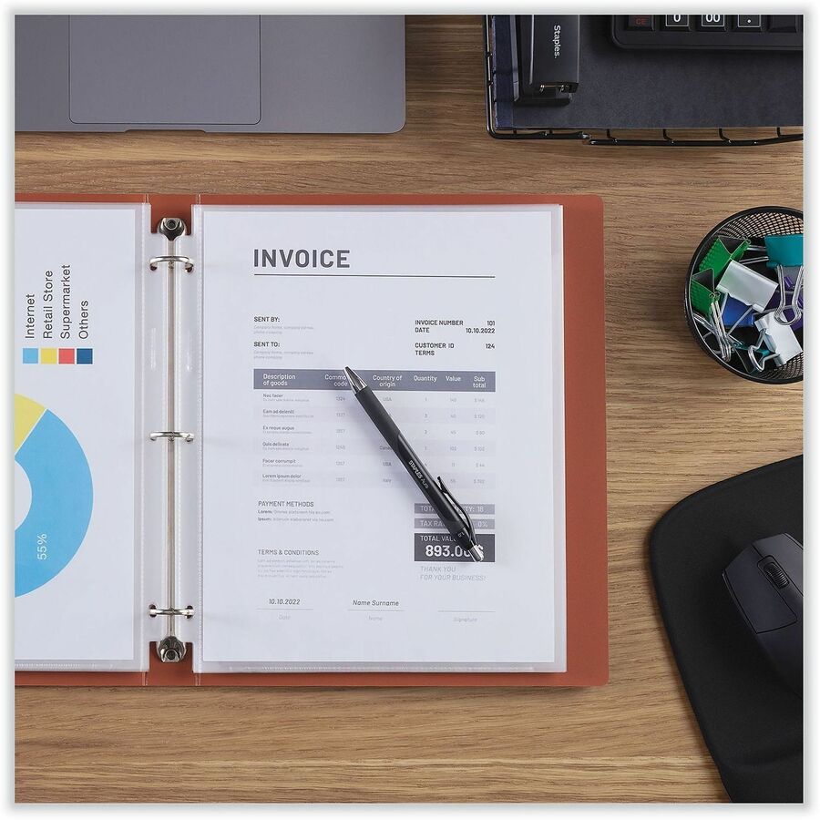 Universal Sheet Protector - 0.3" Height x 9.4" Width x 11.4" Length - 29 x Sheet Capacity - For Letter 8 1/2" x 11" Sheet - 3 x Holes - Ring Binder - Side Loading - Clear - Polypropylene, Poly - 25 / Pack