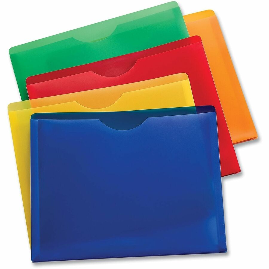 Universal Straight Tab Cut Letter File Jacket - 8 1/2" x 11" - 1" Expansion - Plastic, Polypropylene - Assorted - Unpunched - 10 Pack