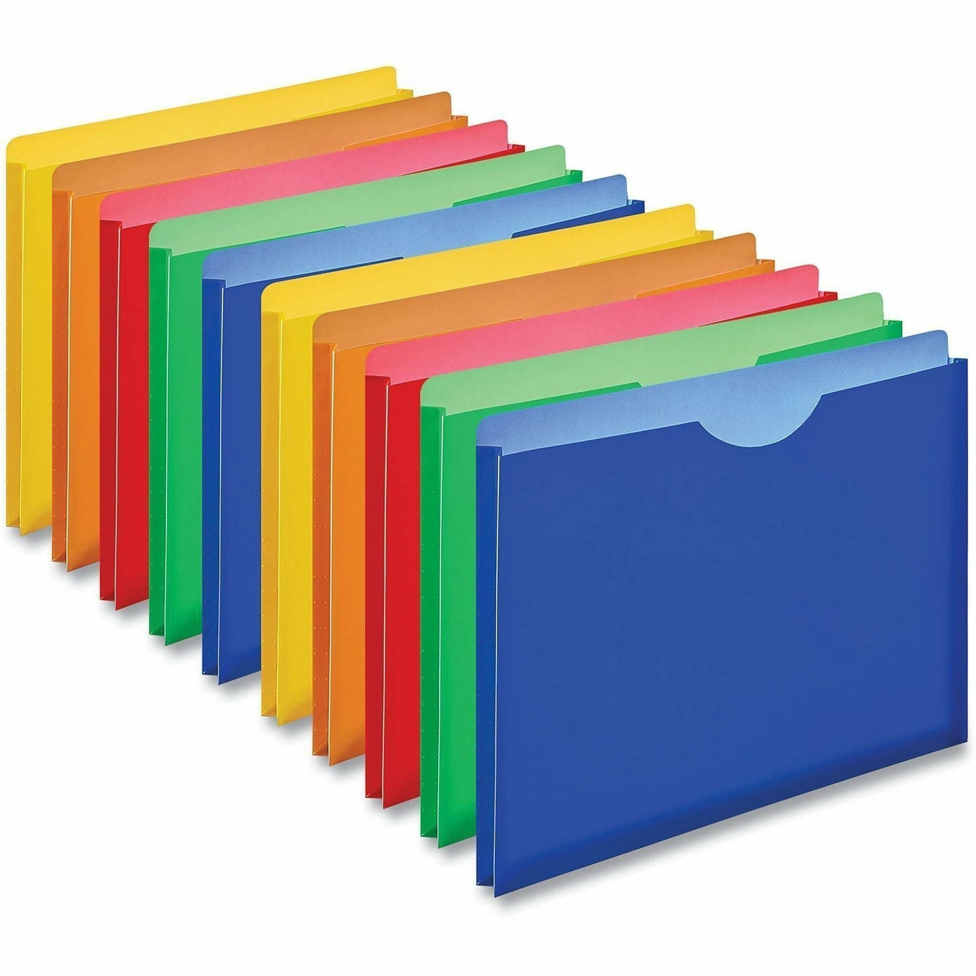 Universal Straight Tab Cut Letter File Jacket - 8 1/2" x 11" - 1" Expansion - Plastic, Polypropylene - Assorted - Unpunched - 10 Pack