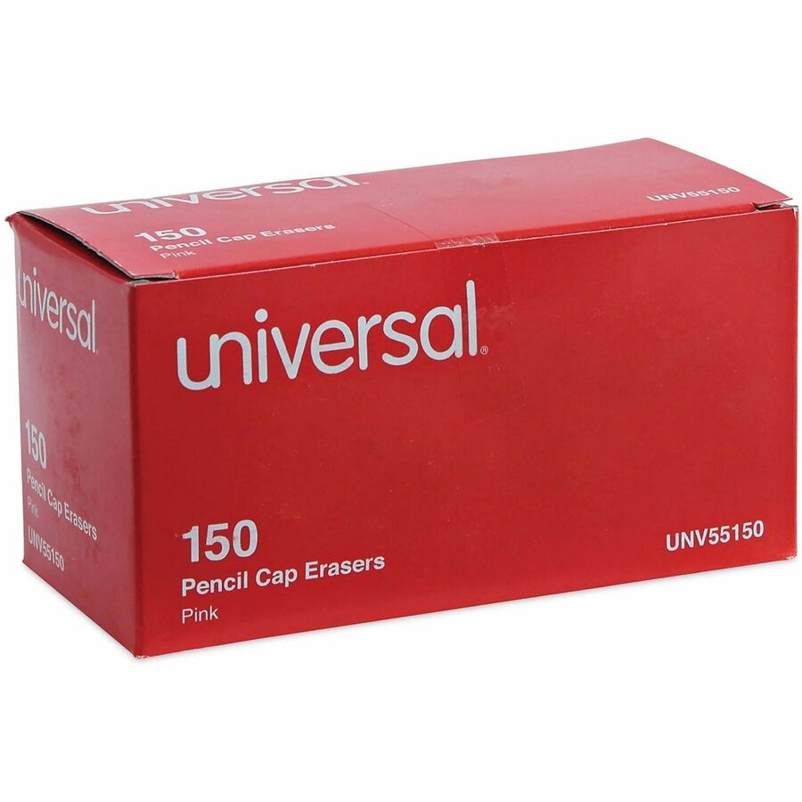 Universal Pencil Top Eraser - Pink - Wedge - Elastomer - 150 / Pack - Soft, Latex-free, Non-tearing, Non-smudge, Ghost Resistant