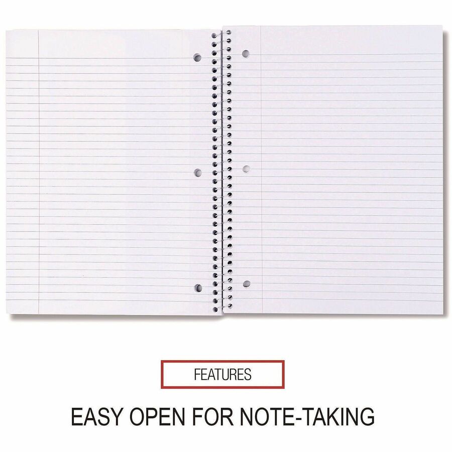 Universal Notebook - 1 Subject(s) - Spiral - College Ruled Front Ruling - 3 Hole(s) - 10 1/2" x 8" Sheet Size - White Paper - Black Paperboard Cover