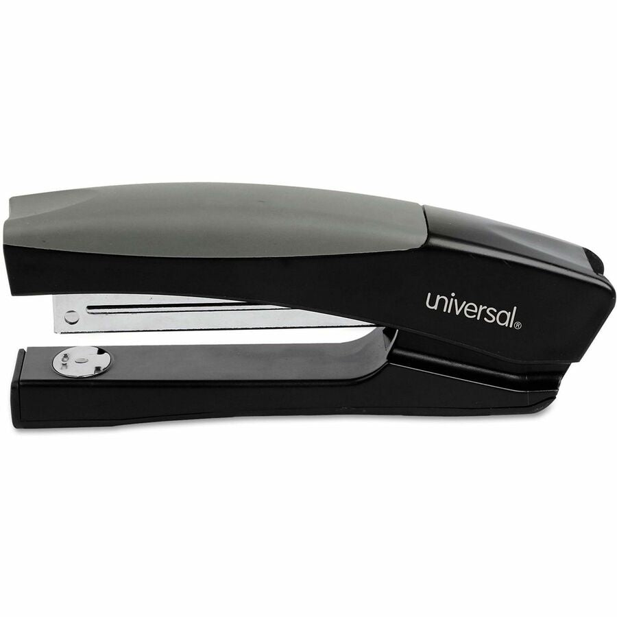 Universal Stand UP Desktop Stapler - Staples Upto 20 Sheet - Holds Upto 210 Staple - Full Strip - Staple Size: 0.25" - 4" Throat Depth - 0.50" Crown Width - Top Loading - Black, Gray - Metal, Plastic - 1 Each