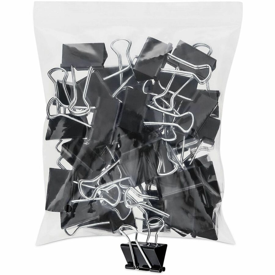 Universal Binder Clip Zip-Seal Bag Value Pack, Medium, Black/Silver, 36/Pack - Medium - 1.3" Width - 0.63" Size Capacity - Black, Silver - Metal, Steel Wire - 36 / Pack