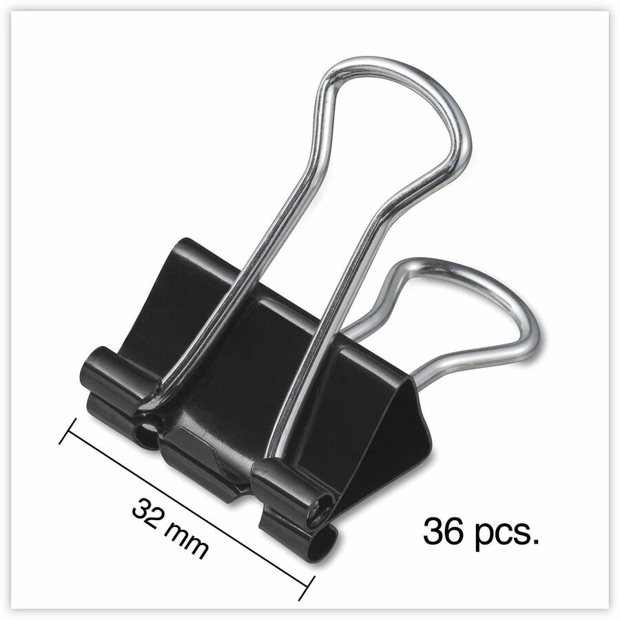 Universal Binder Clip Zip-Seal Bag Value Pack, Medium, Black/Silver, 36/Pack - Medium - 1.3" Width - 0.63" Size Capacity - Black, Silver - Metal, Steel Wire - 36 / Pack