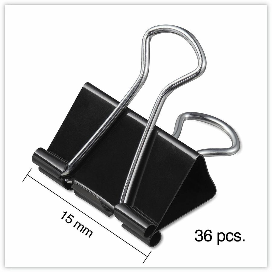 Universal Binder Clip Value Pack, Mini, Black/Silver, 36/Box - Mini - 0.6" Width - 0.25" Size Capacity - Black, Silver - Metal, Steel Wire - 36 / Pack