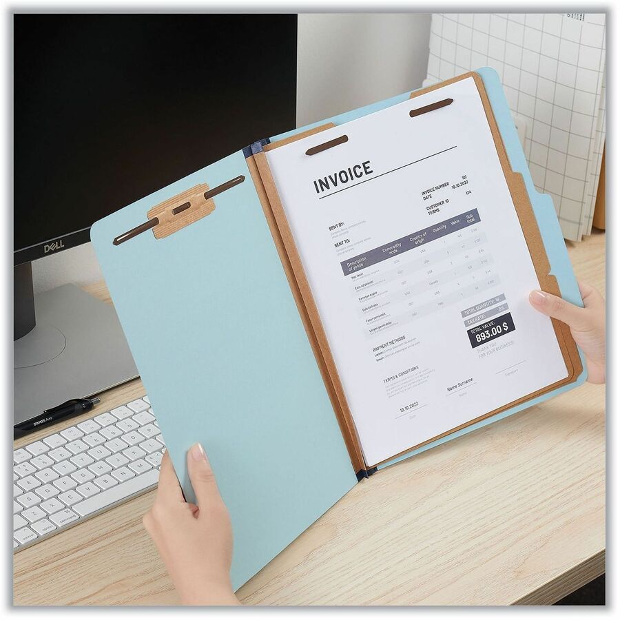 Universal 2/5 Tab Cut Letter Classification Folder - 8 1/2" x 11" - 2 1/2" Expansion - 6 Fastener(s) - 2" Fastener Capacity - Top Tab Location - Assorted Tab Position - 2 Divider(s) - Light Blue - 20 Box