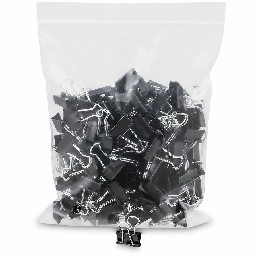 Universal Binder Clip Zip-Seal Bag Value Pack, Mini, Black/Silver, 144/Pack - Mini - 0.6" Width - 0.25" Size Capacity - Black, Silver - Metal, Steel Wire - 144 / Pack