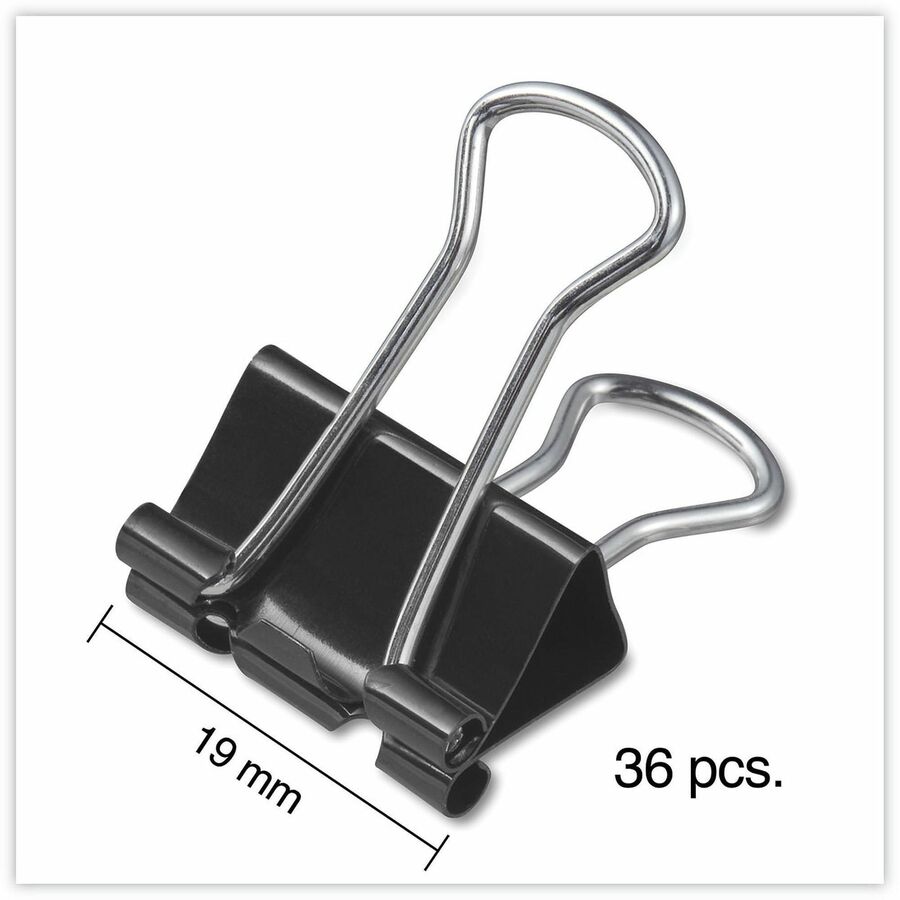 Universal Binder Clips Value Pack, Small, Black/Silver, 36/Box - Small - 0.7" Width - 0.38" Size Capacity - Black, Silver - Metal, Steel Wire - 36 / Box