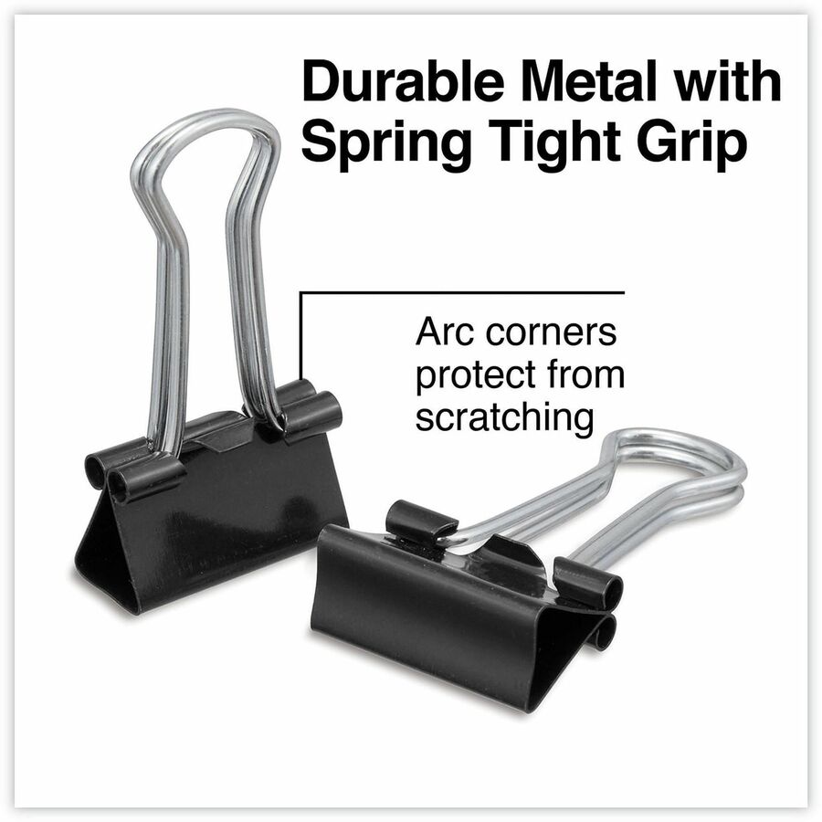 Universal Binder Clips Value Pack, Small, Black/Silver, 36/Box - Small - 0.7" Width - 0.38" Size Capacity - Black, Silver - Metal, Steel Wire - 36 / Box