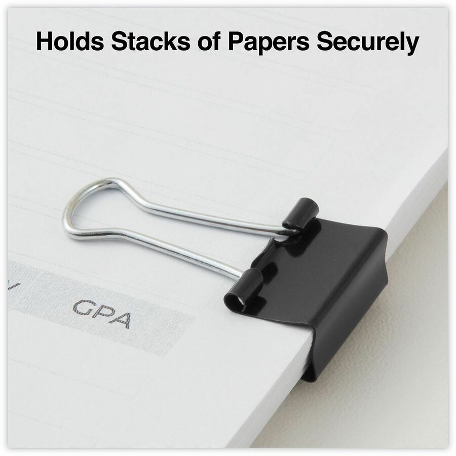 Universal Binder Clips Value Pack, Small, Black/Silver, 36/Box - Small - 0.7" Width - 0.38" Size Capacity - Black, Silver - Metal, Steel Wire - 36 / Box