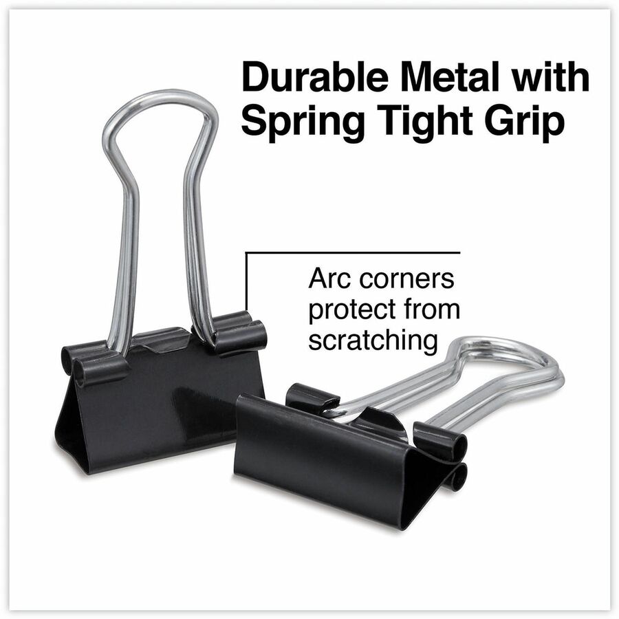 Universal Binder Clips with Storage Tub, Small, Black/Silver, 40/Pack - Small - 0.7" Width - 0.38" Size Capacity - Black, Silver - Metal, Steel Wire - 40 / Pack