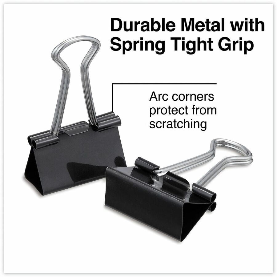 Universal Binder Clip - Assorted Sizes - 0.38" , 0.63" Size Capacity - Black, Silver - Metal, Steel Wire - 60 / Pack