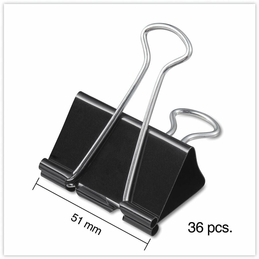 Universal Binder Clip Zip-Seal Bag Value Pack, Large, Black/Silver, 36/Pack - Large - 2" Width - 1" Size Capacity - Black, Silver - Metal, Steel Wire - 36 / Pack
