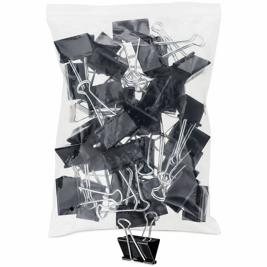 Universal Binder Clip Zip-Seal Bag Value Pack, Large, Black/Silver, 36/Pack - Large - 2" Width - 1" Size Capacity - Black, Silver - Metal, Steel Wire - 36 / Pack