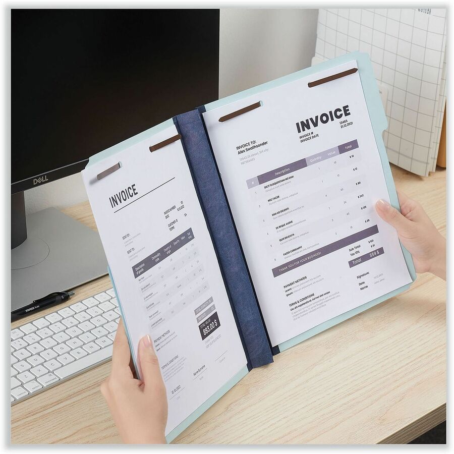 Universal 1/3 Tab Cut Letter Classification Folder - 8 1/2" x 11" - 2" Expansion - 2 Fastener(s) - 2" Fastener Capacity - Top Tab Location - Assorted Tab Position - Light Blue - 25 Box