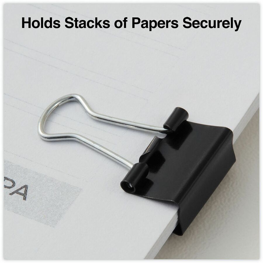 Universal Binder Clips with Storage Tub, Mini, Black/Silver, 60/Pack - Mini - 0.6" Width - 0.25" Size Capacity - Black, Silver - Metal, Steel Wire - 60 / Pack