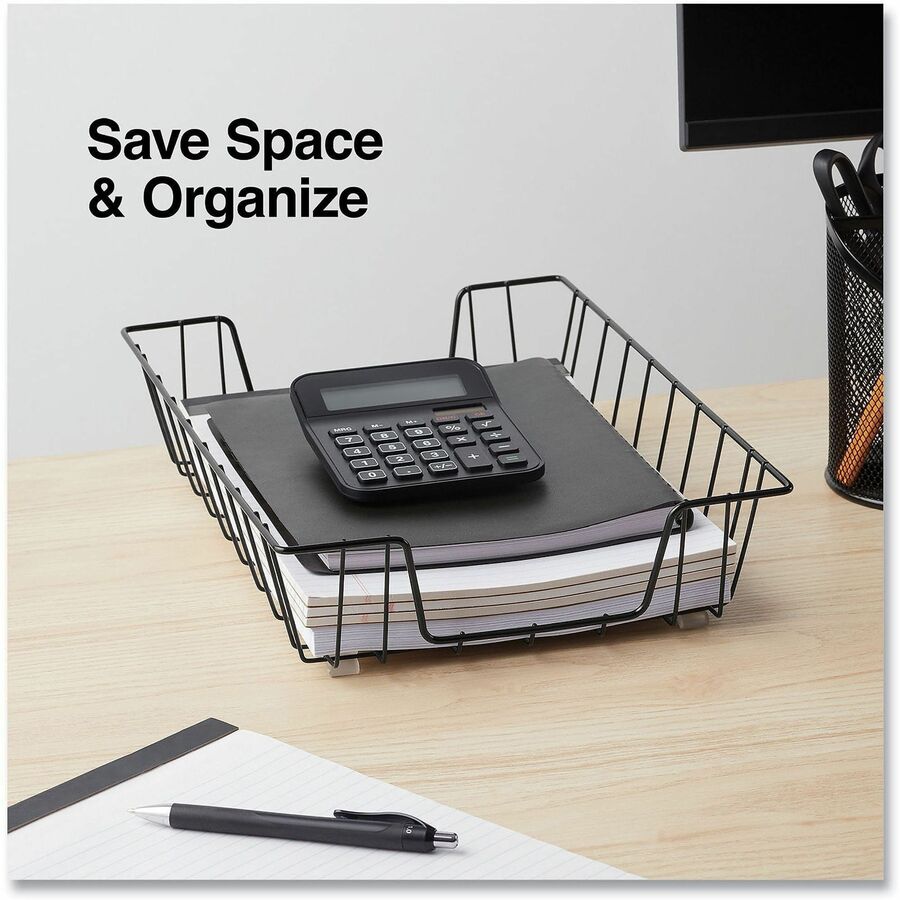 Universal Wire Metal Letter Tray, 1 Section, Letter Size Files, 10" x 14.13" x 3" , Black - 1 Compartment(s) - 3" Height x 10" Width x 14.13" Depth - Black - Steel Wire - 1 Each