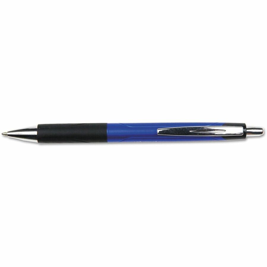 Universal Comfort Grip Ballpoint Pen - 1 mm Medium Conical Pen Point - Retractable - Blue Ink - Blue, Black Barrel - 1 Dozen