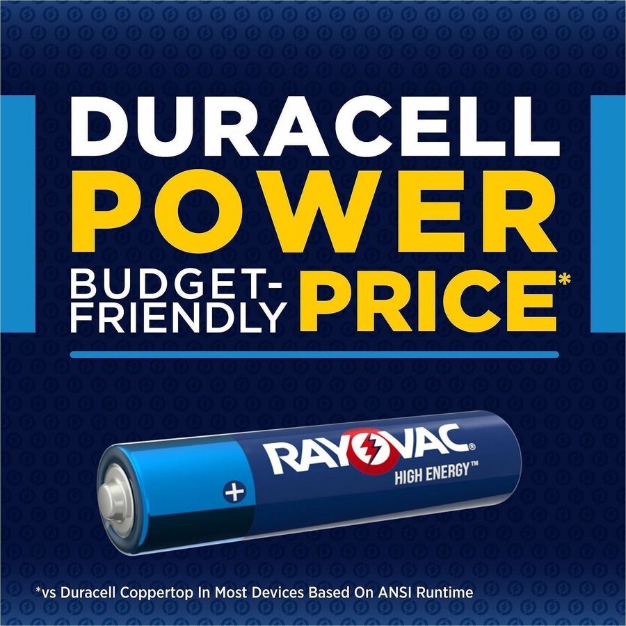 Rayovac High Energy AAA Alkaline Batteries - For Home Appliance, Flashlight, Microphone, Remote Control - AAA - 1.5 V - 60 / Pack