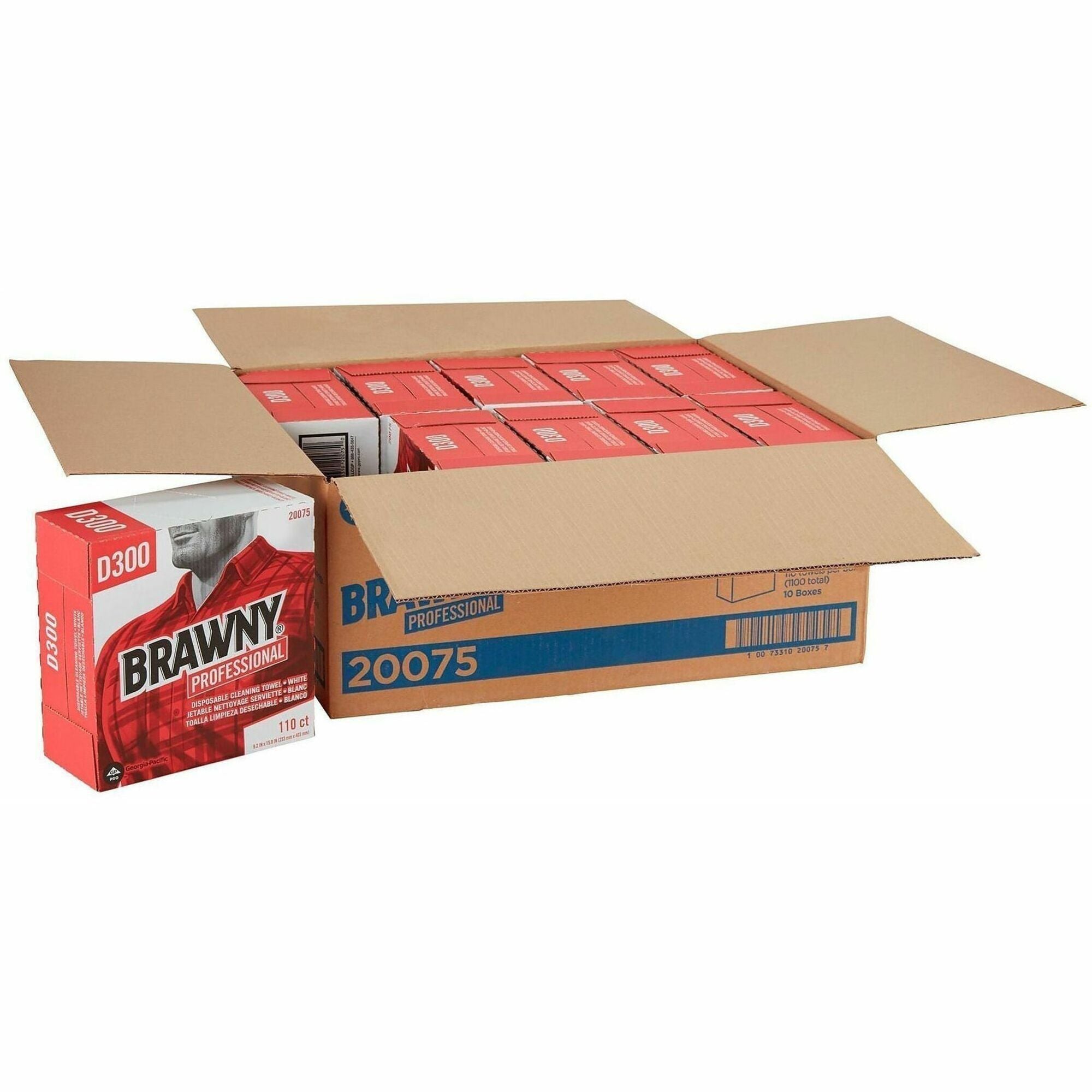 Brawny® Professional D300 DRC Wipers - 1 Ply - 9.20" Width x 15.60" Length - White - 10 / Carton