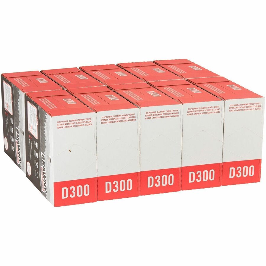 Brawny® Professional D300 DRC Wipers - 1 Ply - 9.20" Width x 15.60" Length - White - 10 / Carton