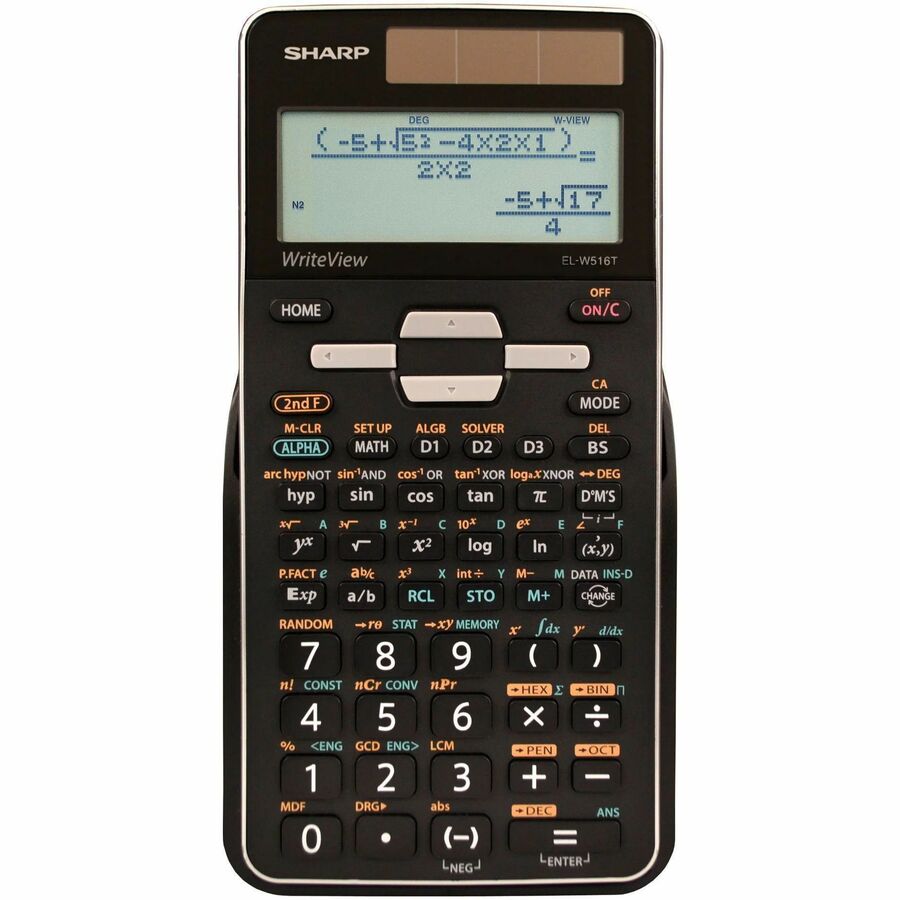 Sharp EL-W516TB-SL Scientific Calculator - 640 Functions - LCD Display, Independent Memory, Hard Case, Dual Power - 4 Line(s) - 16 Digits - LCD - 96 x 32 - Solar, Battery Powered - 6.4" Height x 3.1" Width x 0.6" Depth - Black, Silver - 1 Each