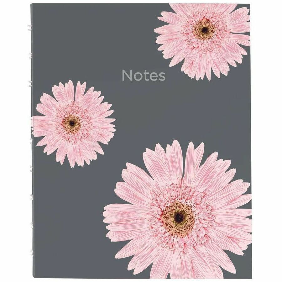 Blueline NotePro Pink Daisy Notebook - 150 Pages - Twin Wirebound - Ruled Margin - 9 1/4" x 7 1/4" Sheet Size - Pink Daisy Cover - Micro Perforated, Note Section, Hard Cover, Sturdy, Self-adhesive Tab, Storage Pocket, Acid-free Paper, Fade Resistant, I...