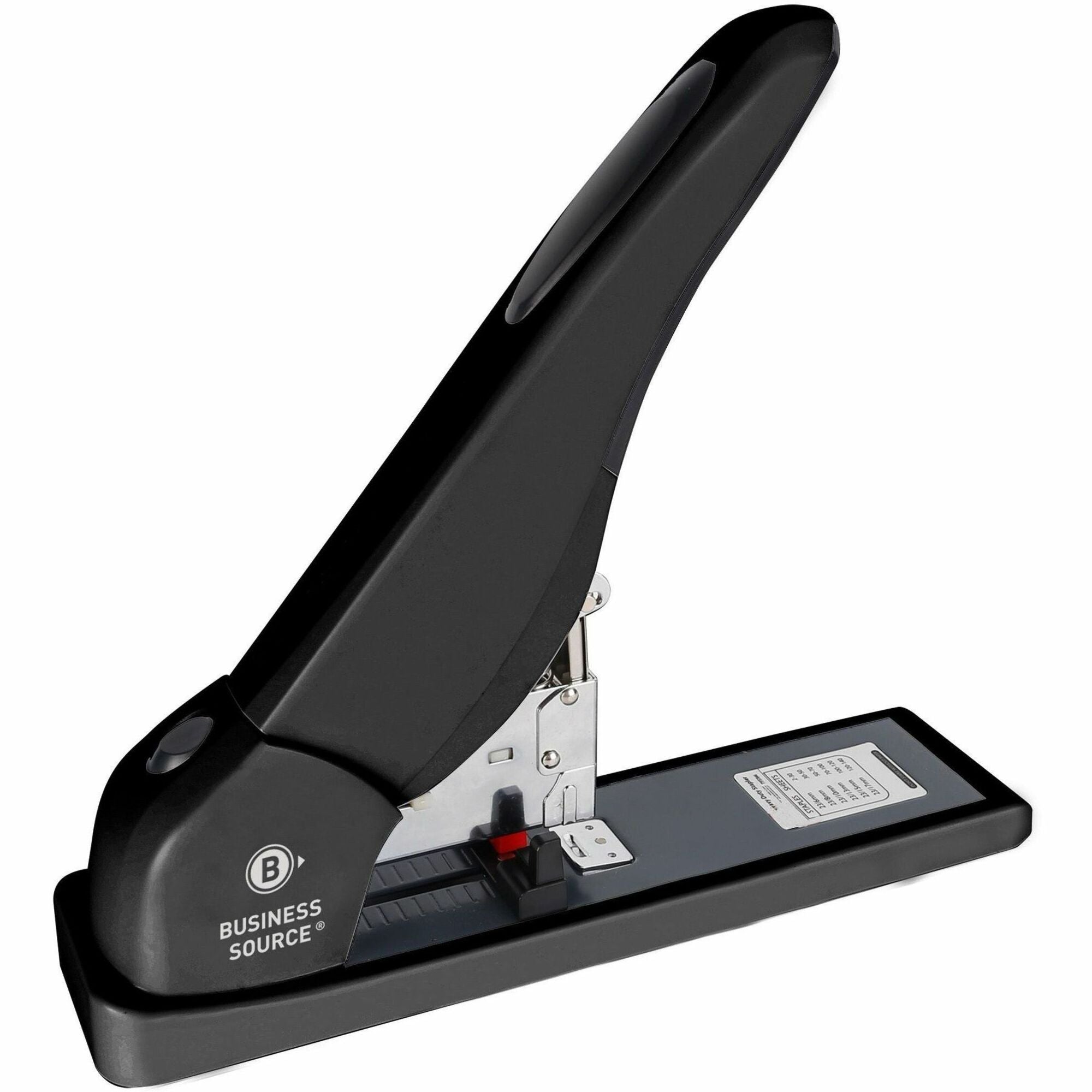 Business Source High-Capacity Stapler - Staples Upto 140 Sheet - Holds Upto 100 Staple - Staple Size: 0.25" , 0.31" , 0.37" , 0.50" , 0.60" , 0.67" - Black - Metal - 1 Each